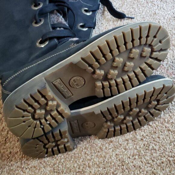 TIMBERLAND Mirney Faux Fur Knee High Lace Up Boots Black Size 6 - Picture 6 of 7